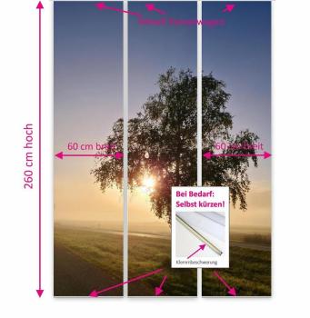 Preview: Nebelherbst Flächenvorhang - 3teiliges Set Flächenvorhang 3er Set, Schiebegardine, Schiebegardinen, blickdicht, Flächenvorhang blickdicht, Schiebevorhang,